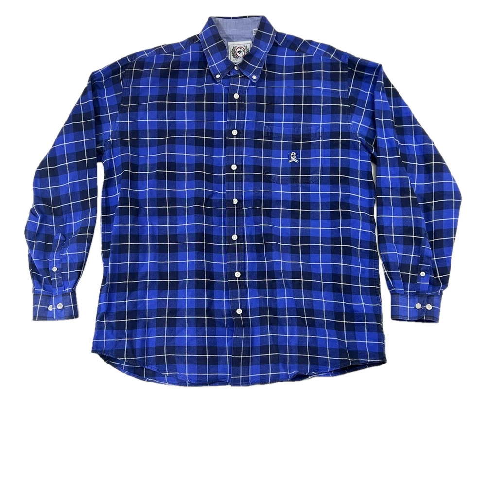 Cinch Western Shirt Men's Size Large Blue/Black Plaid Long Sleeve Button Down